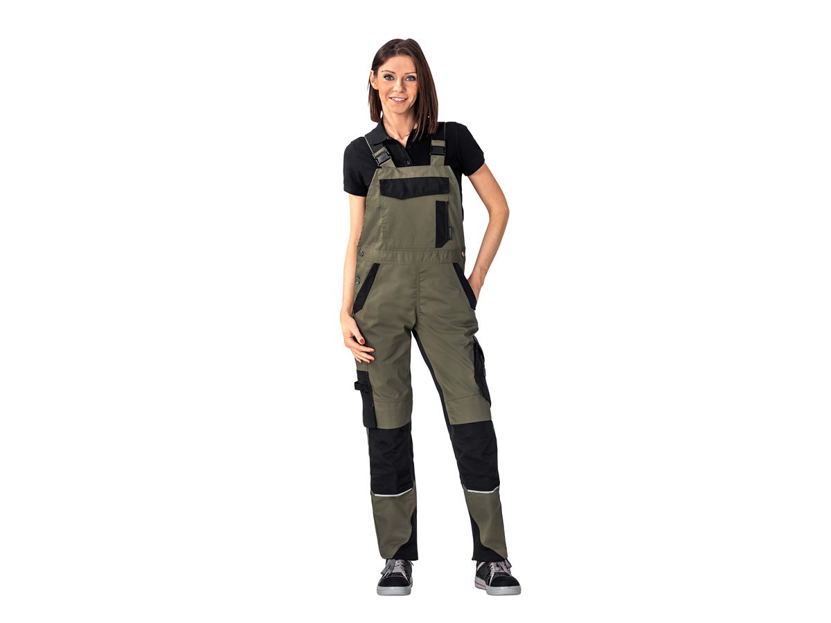 PLANAM Norit Damen Latzhose Nr. 6535 Oliv-Schwarz Gr. 34