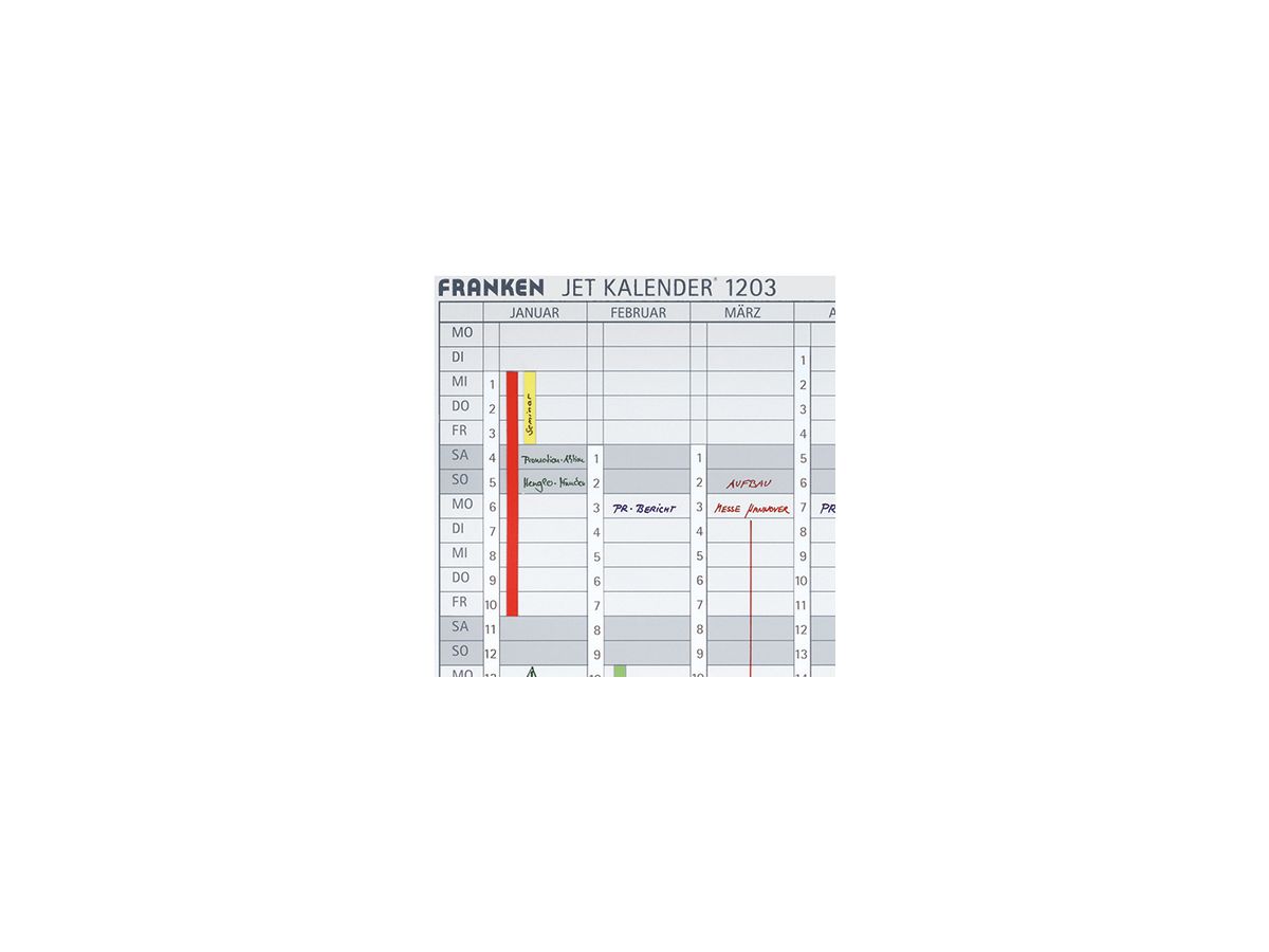 Franken Datumstreifen DS41203A 19,1x69,5cm 1-31 weiß 12 St./Pack.