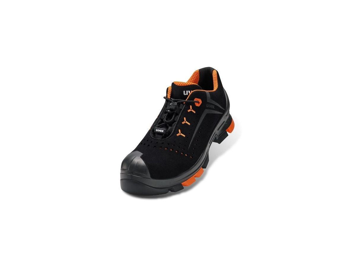 UVEX 2 Sicherheits-Halbschuh 6501.2 S1P Mikrovelours, schwarz/orange, W12, Gr.36