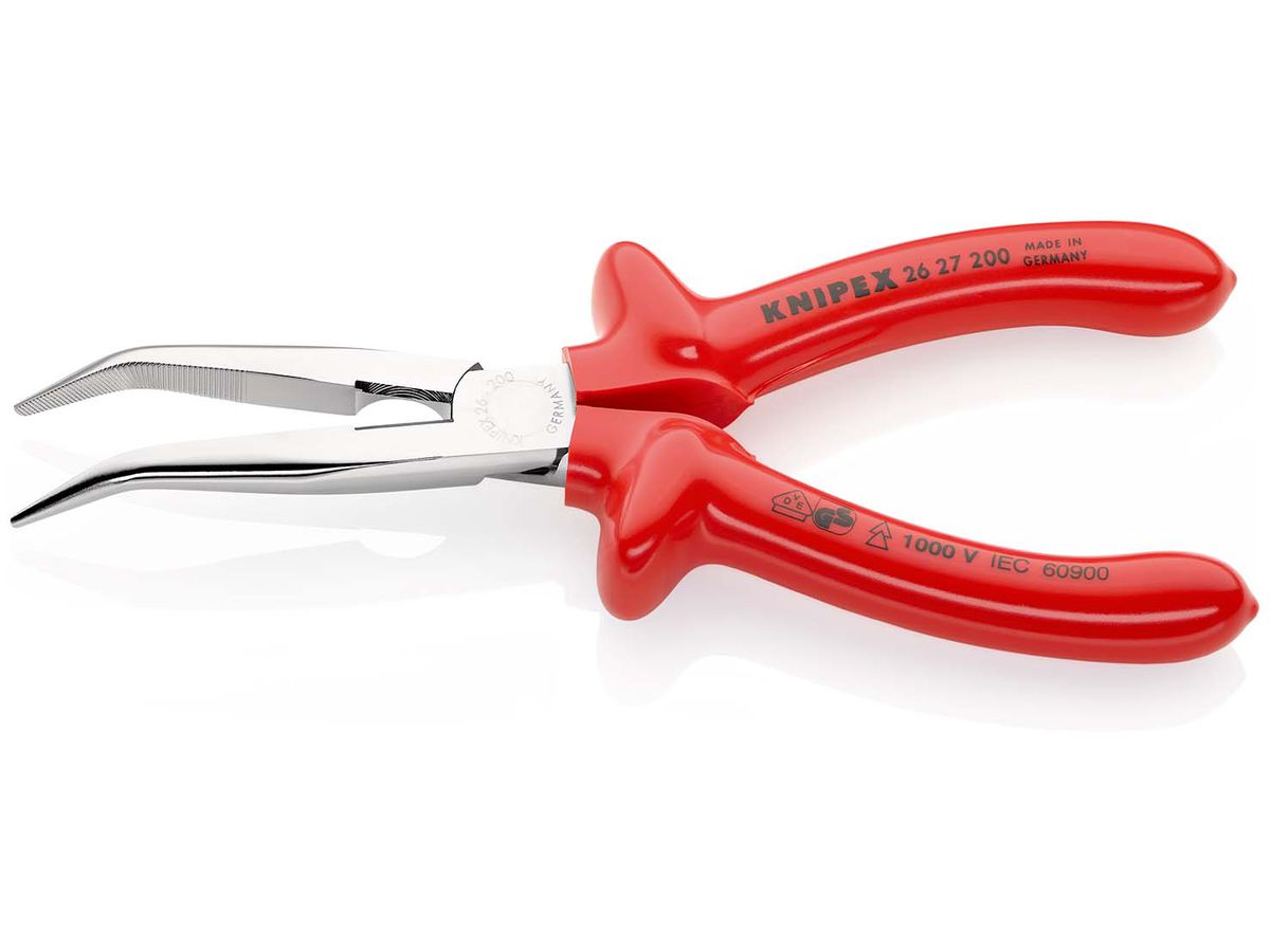 KNIPEX 26 27 200 Flachrundzange Schneide tauchisol. VDE verchr. 200 mm