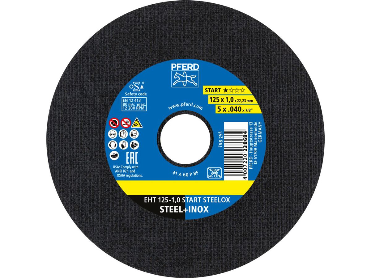PFERD Trennscheibe für Stahl/ Edelstahl 125x1,0 A 60