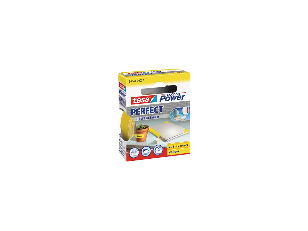 tesa Gewebeband Extra Power Perfect 56341-00030 19mmx2,75m gelb