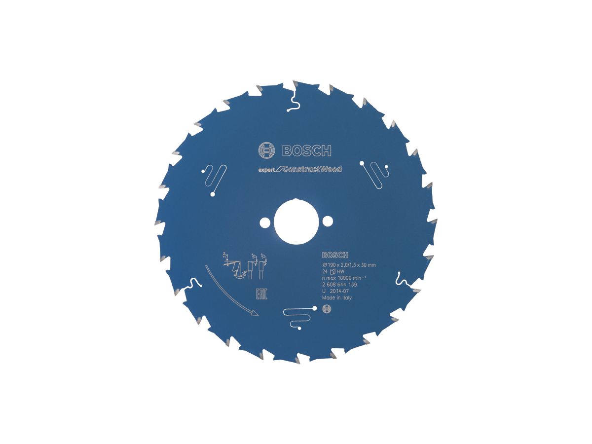 Kreissägeblatt HW Constr 190x30x2,0 24T      Bosch