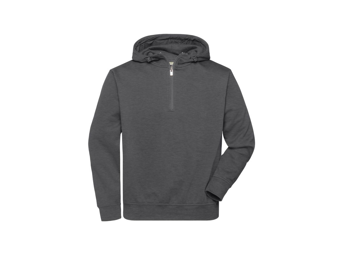 JN BIO Workwear-Half Zip Hoody JN839 70%BW/30%PES dark-melange Gr. XS