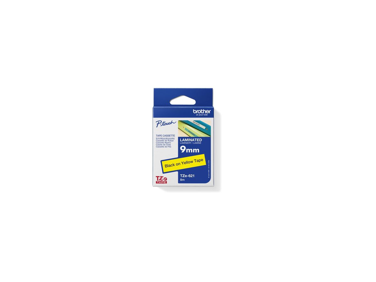 P-touch Schriftbandkassette TZE621 9mmx8m laminiert sw auf ge