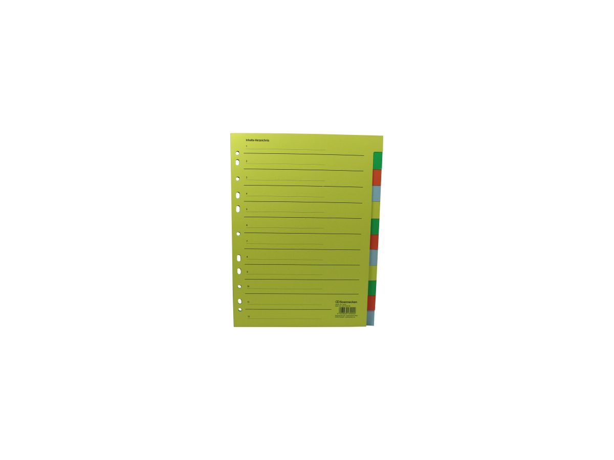 Soennecken Register 1523 DIN A4 blanko volle Höhe Recycling farbig