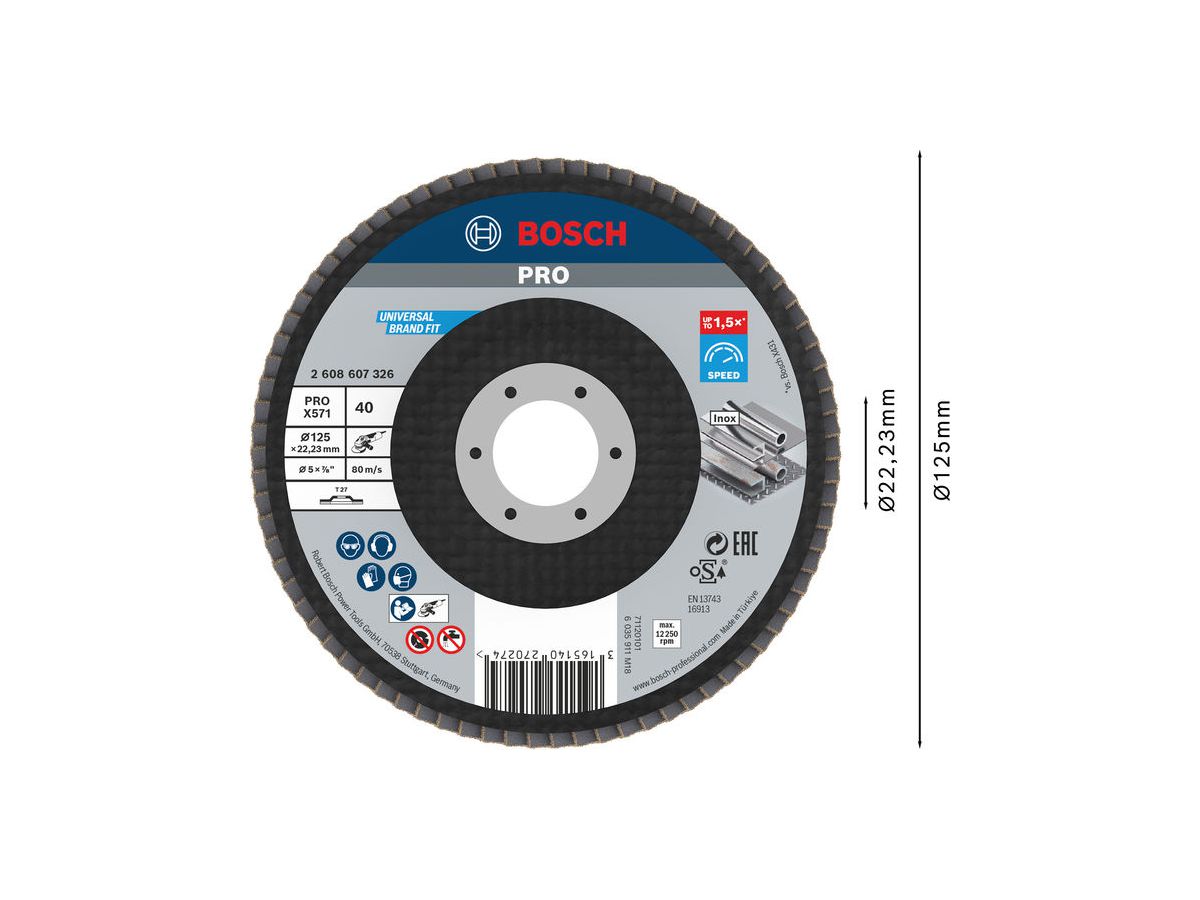 BOSCH D=125mm Fächer B:M TOP K40 (VE 10