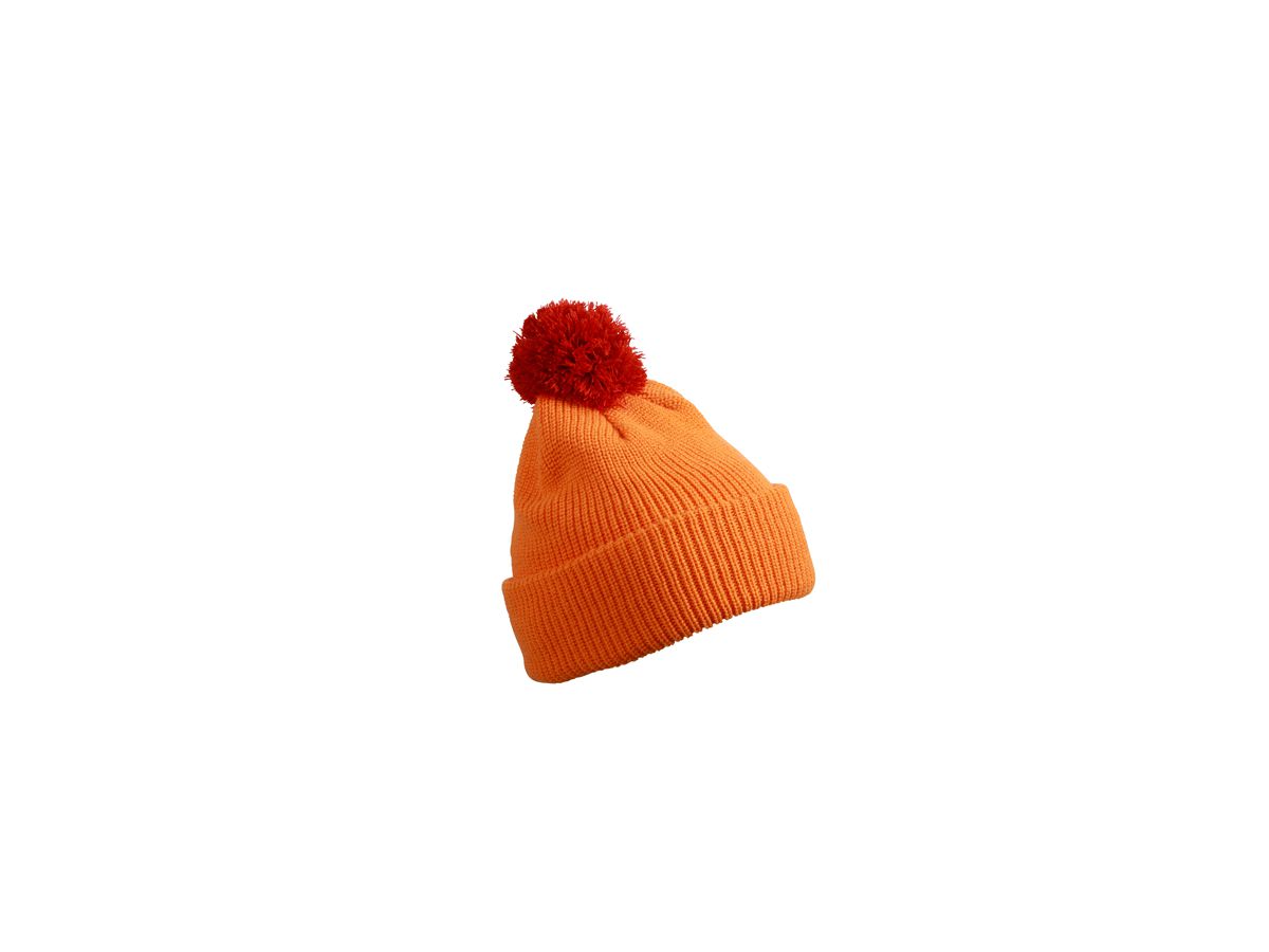 mb Pompon Hat with Brim MB7967 100%PAC, orange/rust, Größe one size
