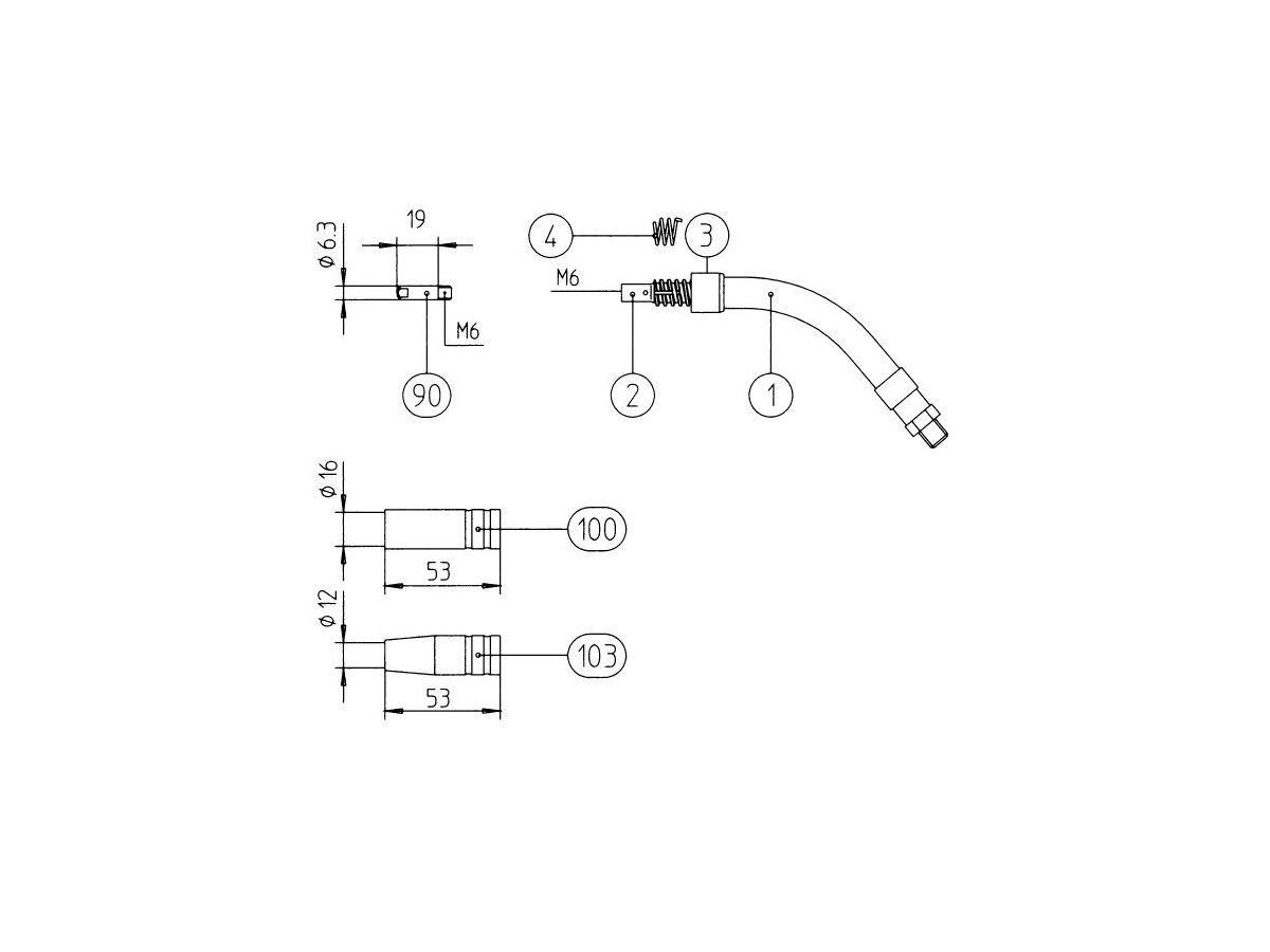 MIG/MAG-Schweißbrenner MB15AK m.Schlauchp. 4M