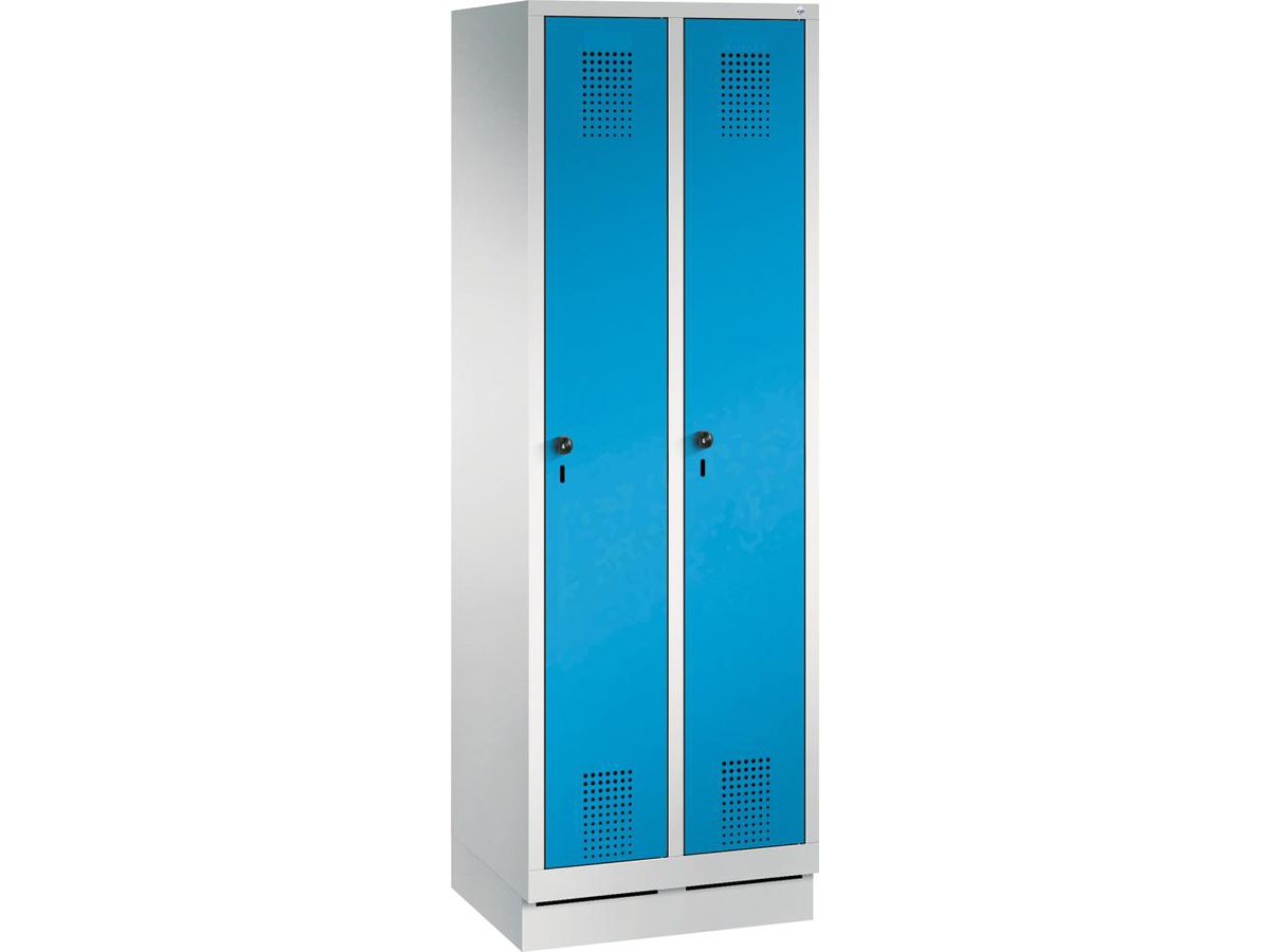 C+P Garderobenschrank Evolo, Sockel 1800x610x500mm, 7035/5012, 2 Abteile