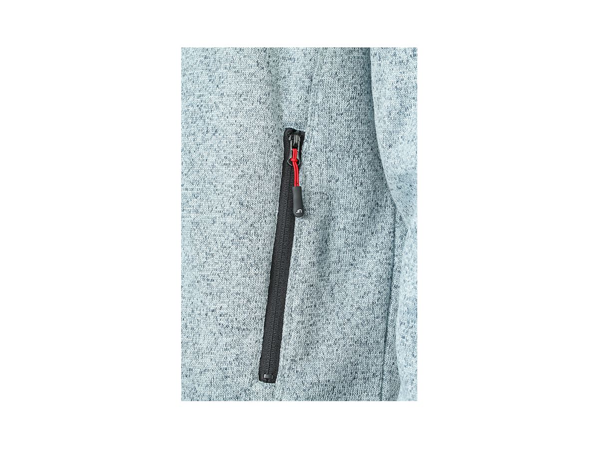 JN Mens Knitted Fleece Jacket JN762 100%PES, dark-grey-melange/silver, Gr XL