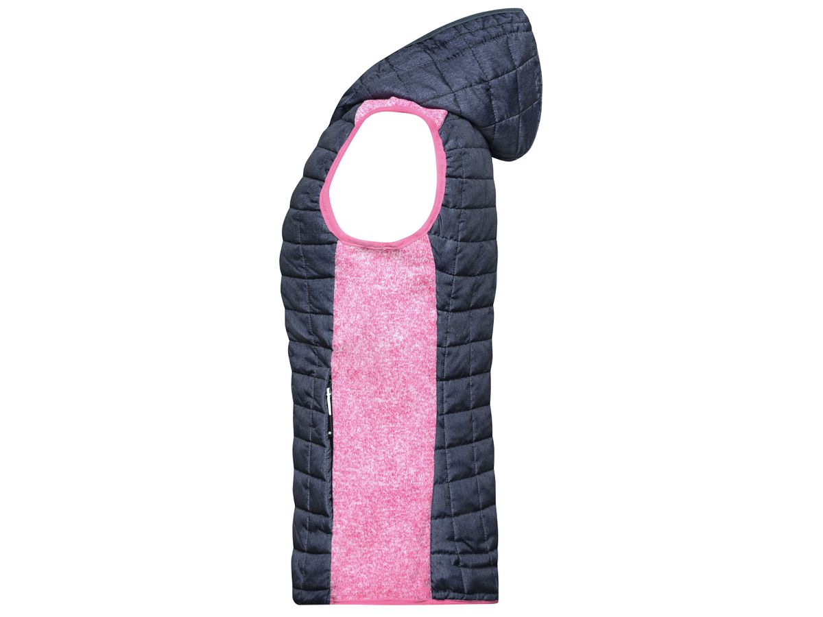 JN Ladies' Knitted Hybrid Vest JN767 pink-melange/anthracite-melange, Größe M