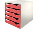 Leitz Schubladenbox 52800025 DIN A4 5Schubfächer lichtgr/rt