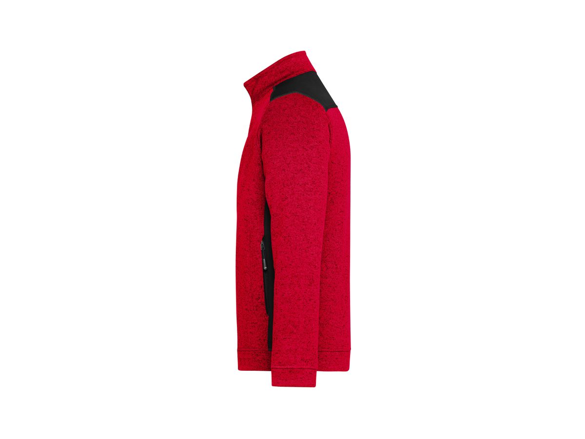 JN Strickfleece Jacke red-melange/black 100% Polyester 280g/m JN 862 Gr. 6XL