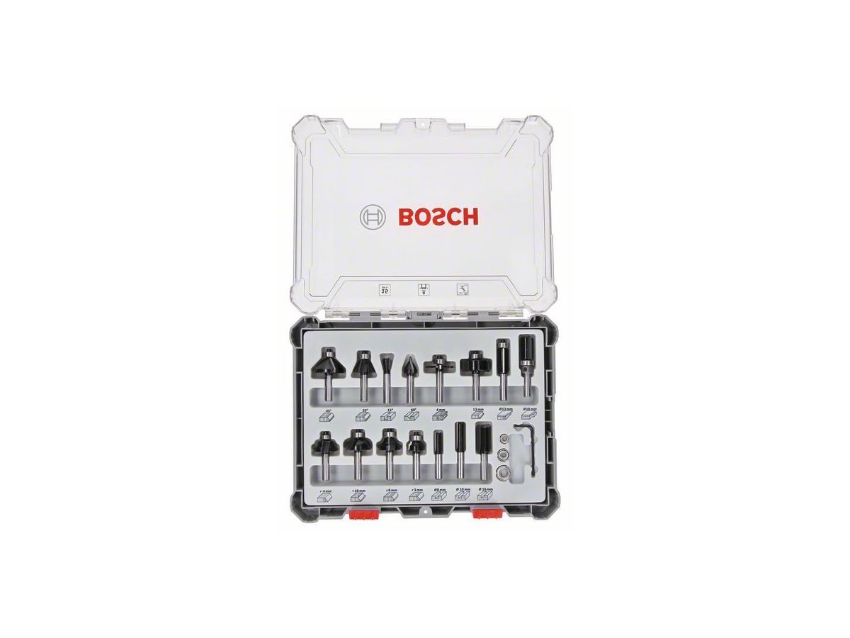 Bosch Fräser Set 15tlg. 8mm Schaft 2607017472