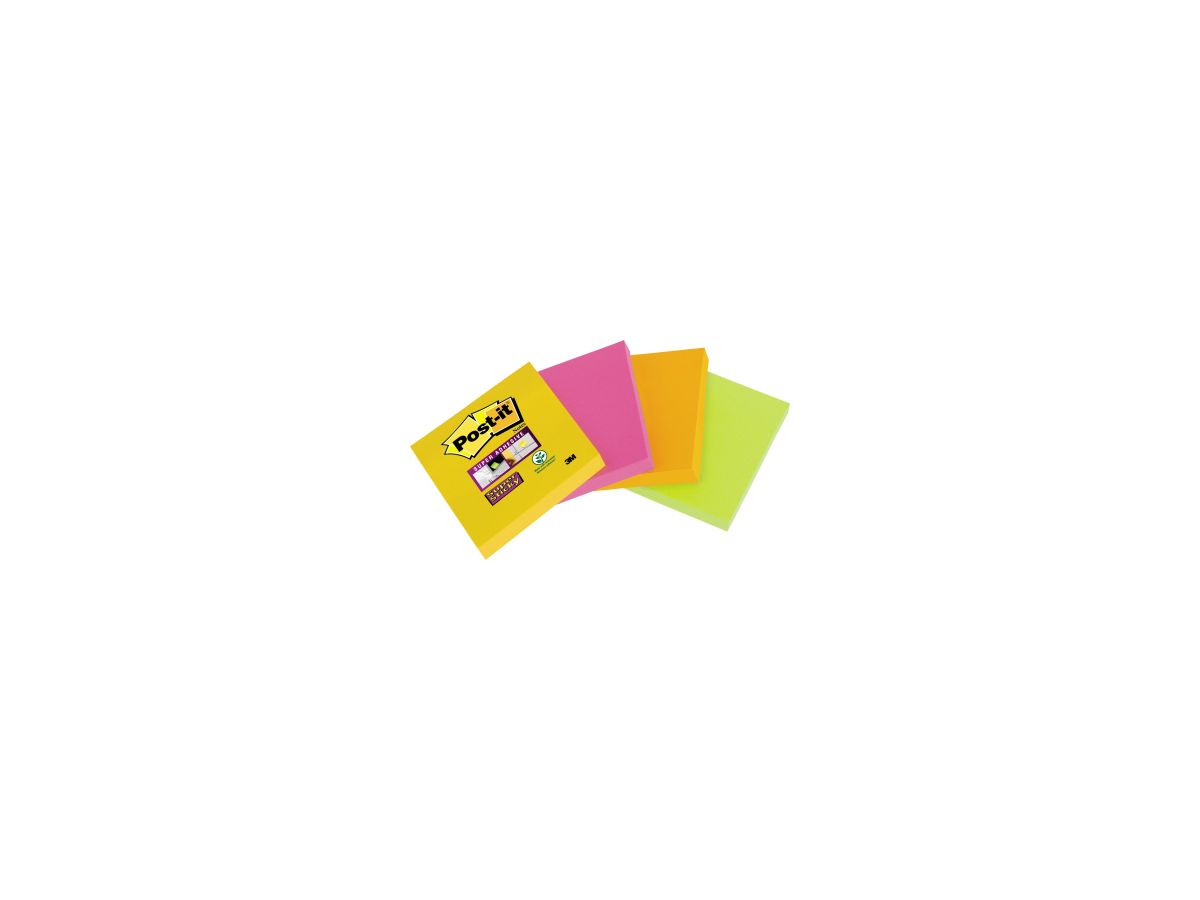 Post-it Haftnotiz Super Sticky 6910YPOG 48x48mm sort. 4 St./Pack.