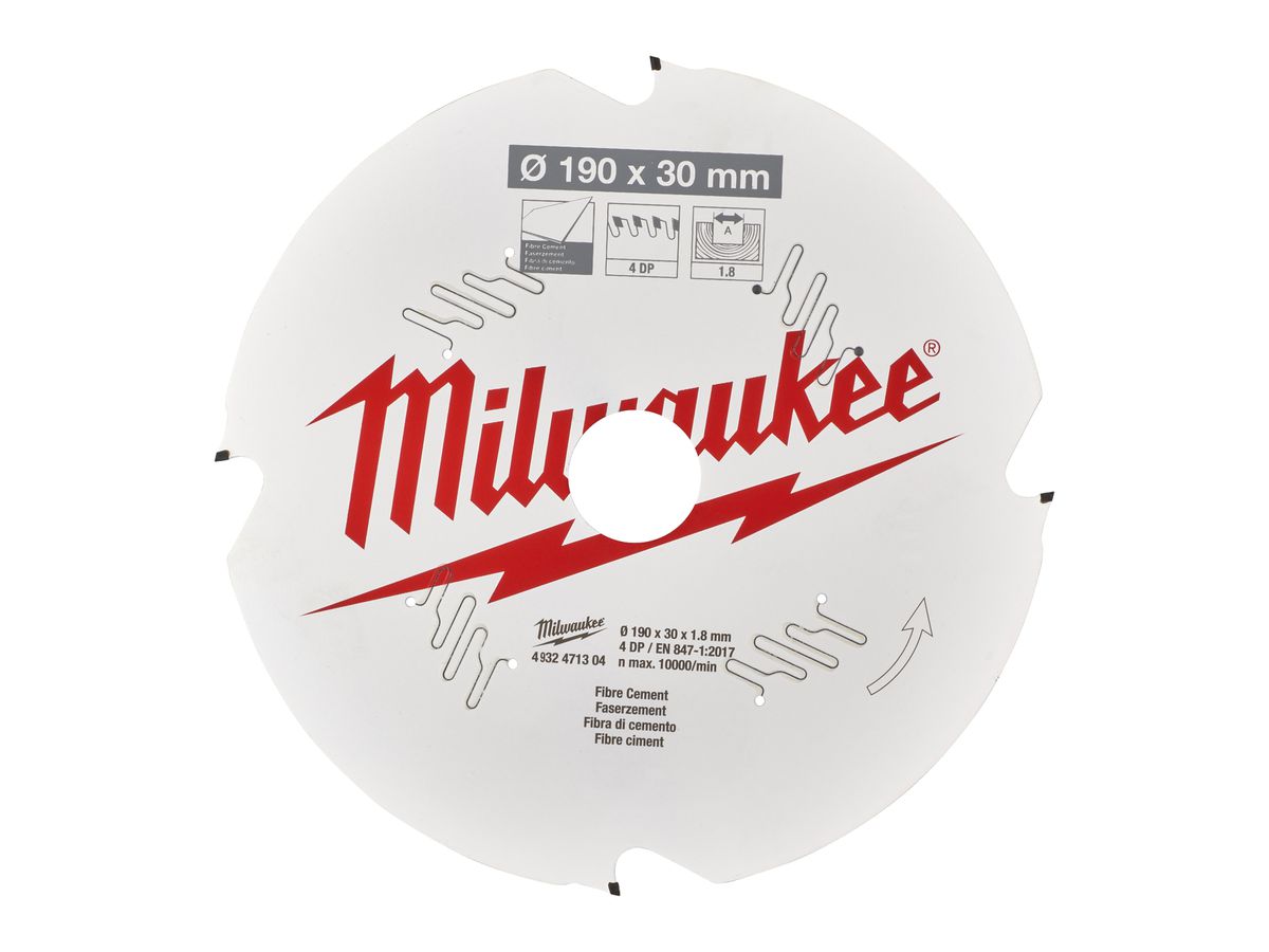 MILWAUKEE Kreissägeblatt Faserzement für Handkreissägen 190/30mm Z4 Diamant