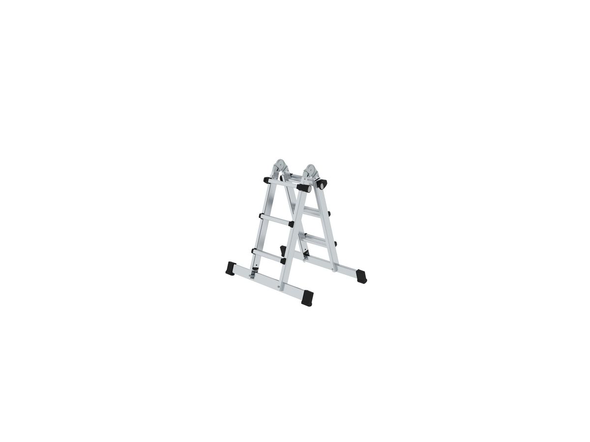 Günzburger Aluminium-Teleskopleiter 4-teilig mit Traverse 4x3 Sprossen 32121