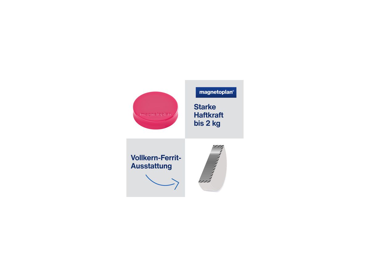 magnetoplan Magnet Ergo Medium 1664018 30mm pink 10 St./Pack.
