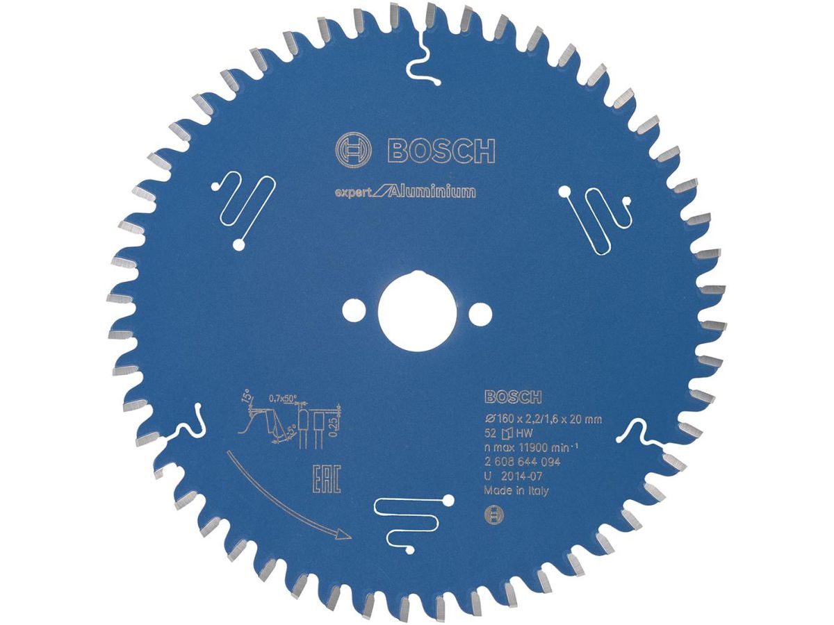 BOSCH Kreissägeblatt Expert for Aluminium,160x20x2,2, TR-F 52