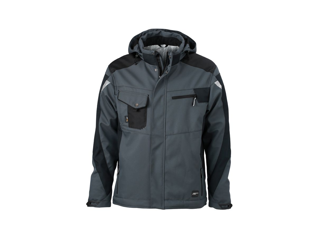 JN Craftsmen Softshell Jacket JN824 100%PES, carbon/black, Größe 5XL