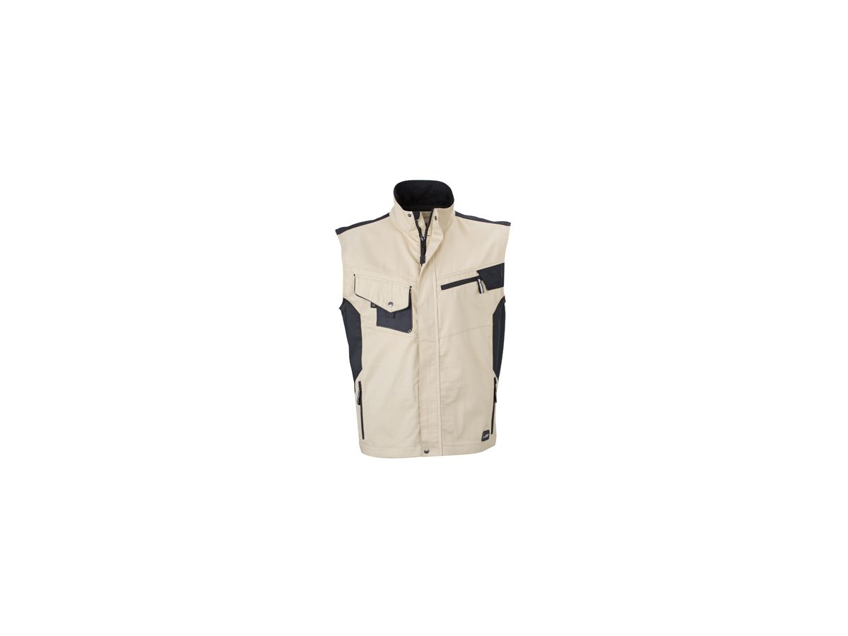 JN Workwear Vest JN822 65%PES/35%BW, stone/black, Größe XL