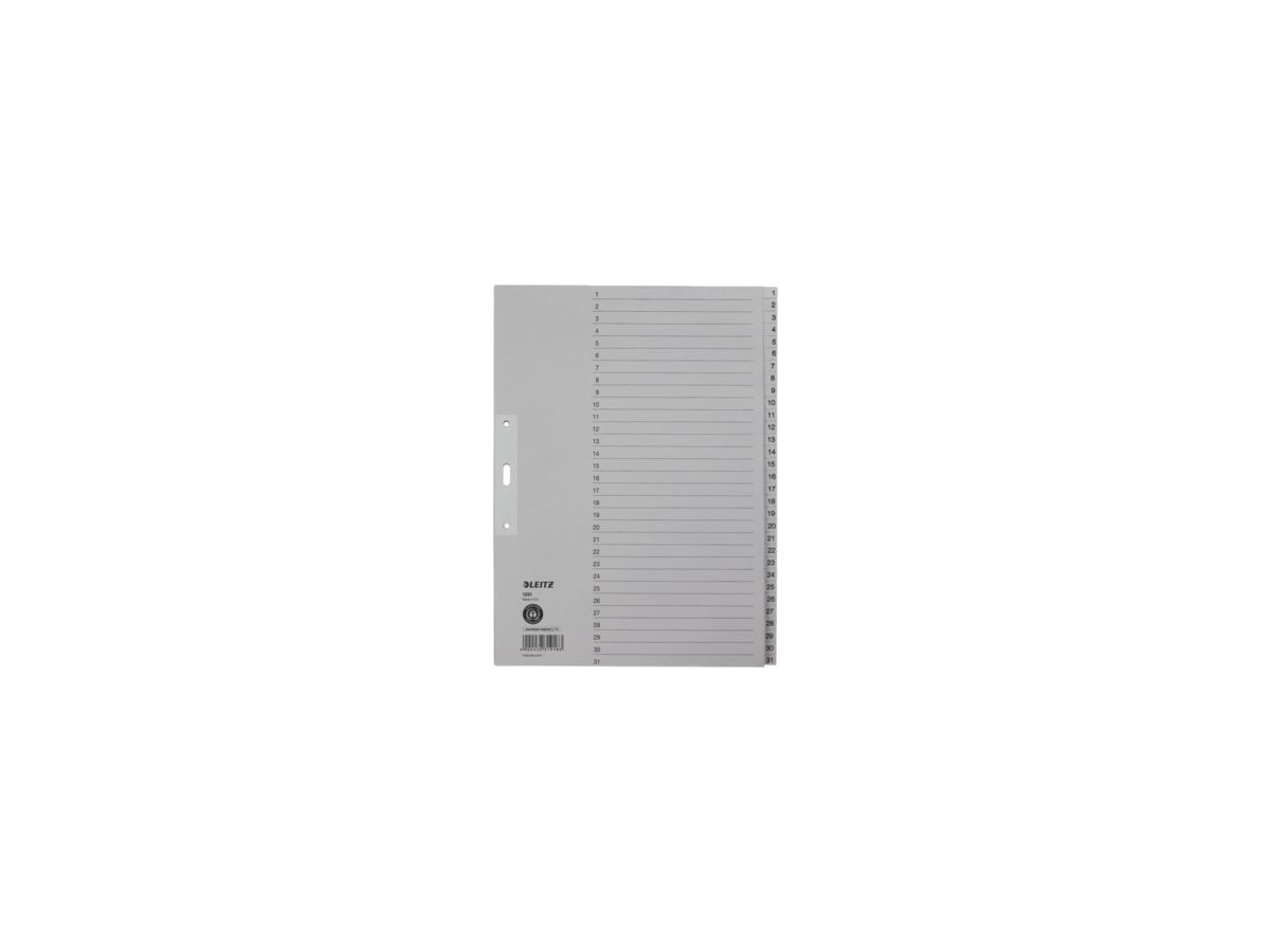 Leitz Register 12310085 DIN A4 1-31 volle Höhe Papier grau