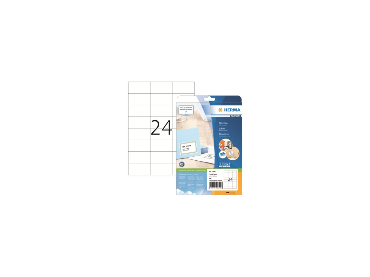 HERMA Superprint-Etiketten 4390 70x37mm weiß 600 St./Pack