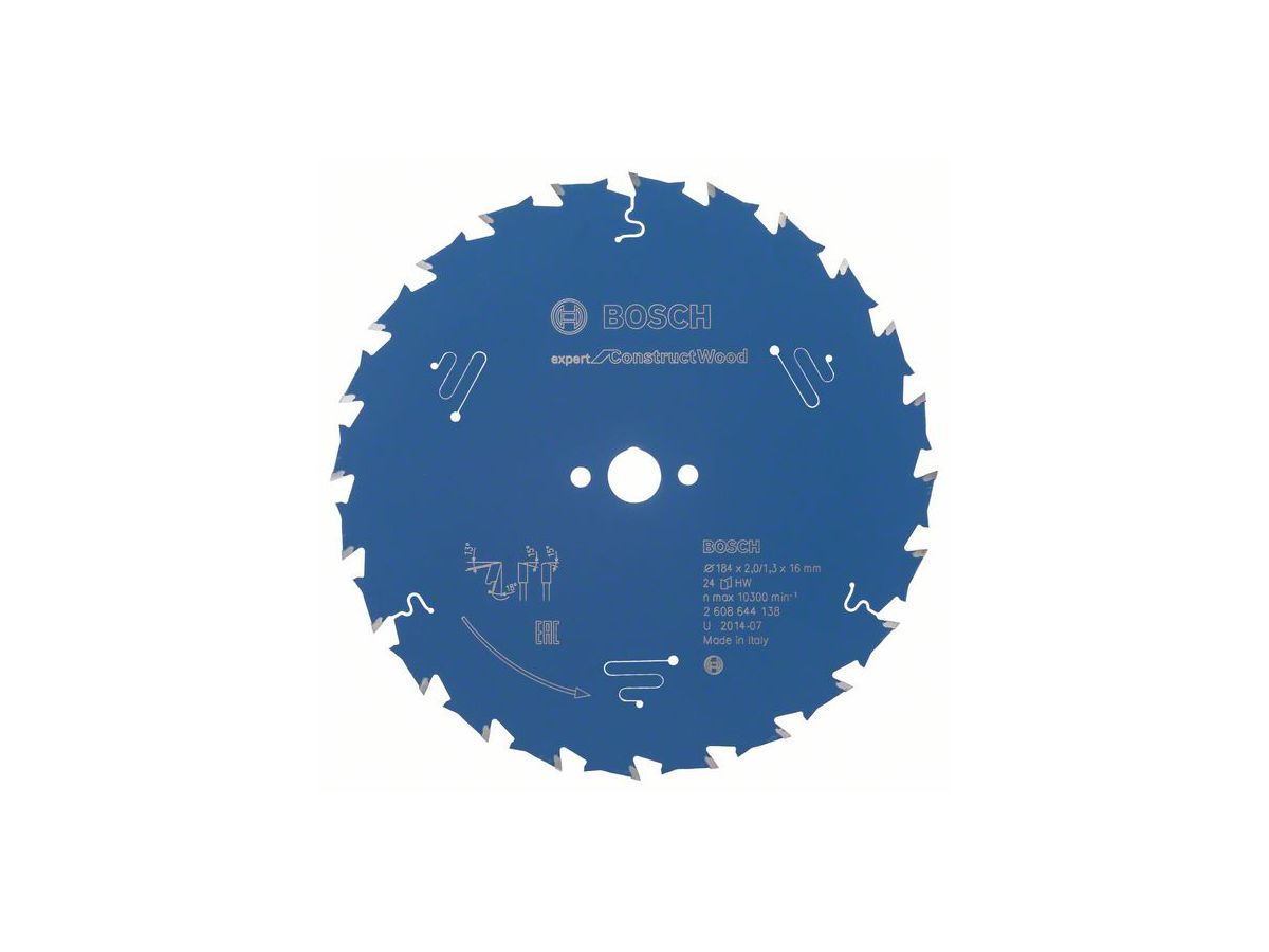 BOSCH Kreissägeblatt Expert for Construct Wood 184x16x2/1,3 mm, 24 Z