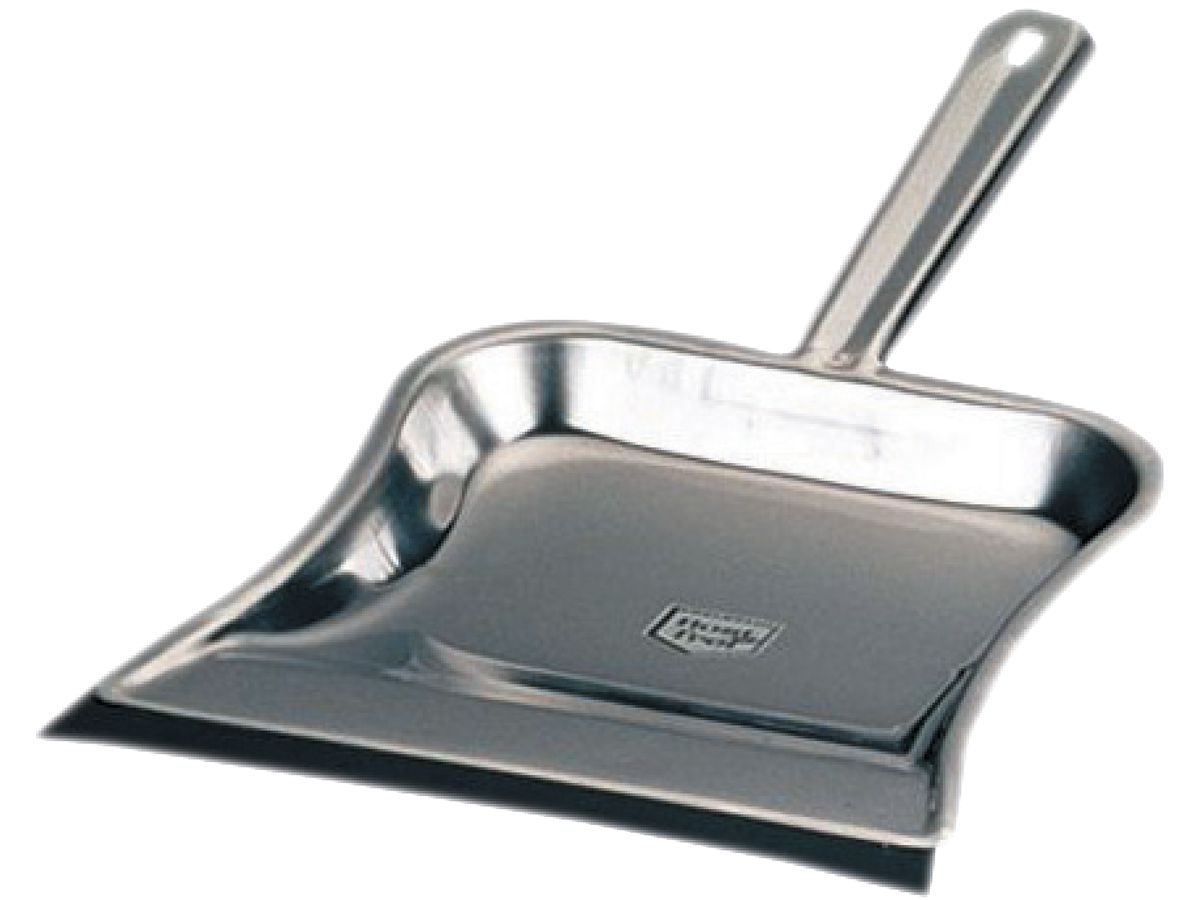 Stainless steel dustpan with rubber lip