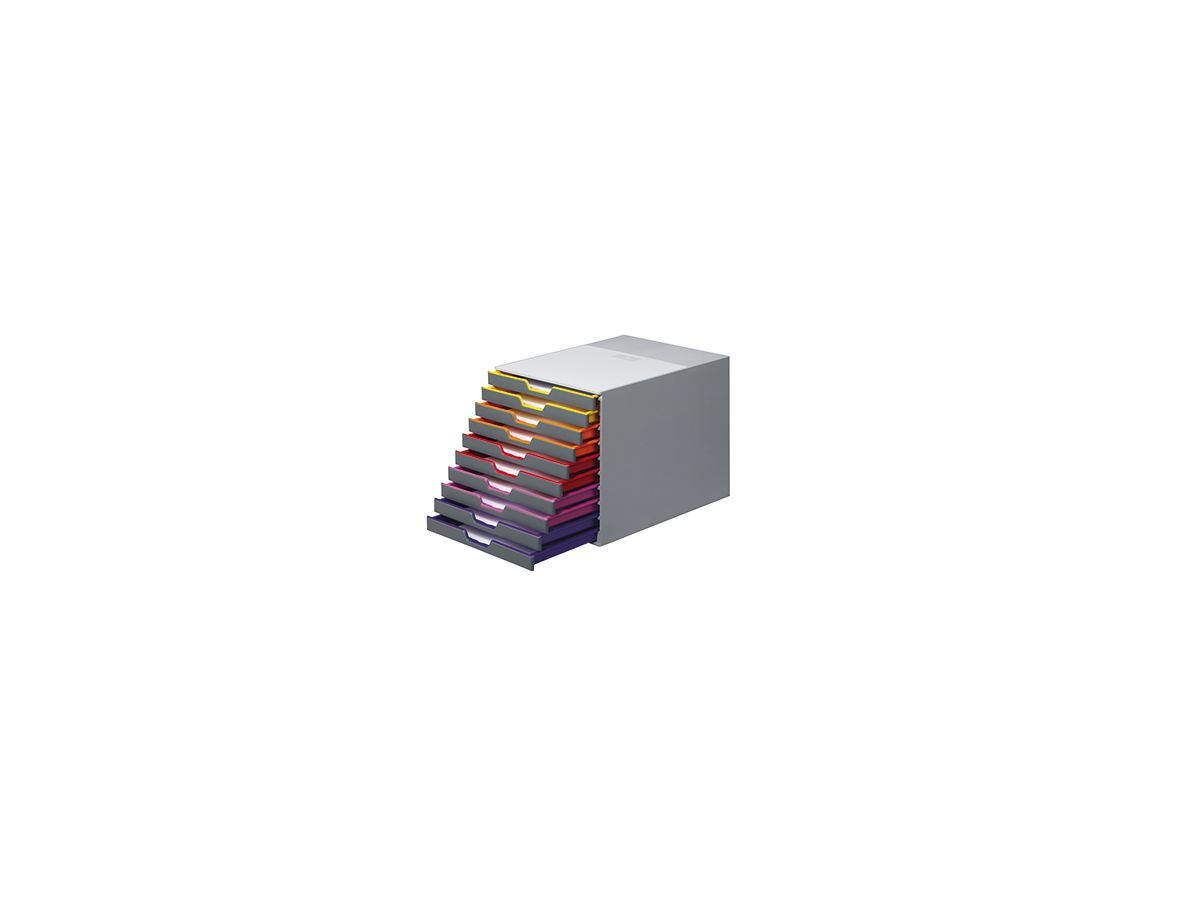 DURABLE Schubladenbox VARICOLOR 10 761027 10Schubfächer grau/bunt