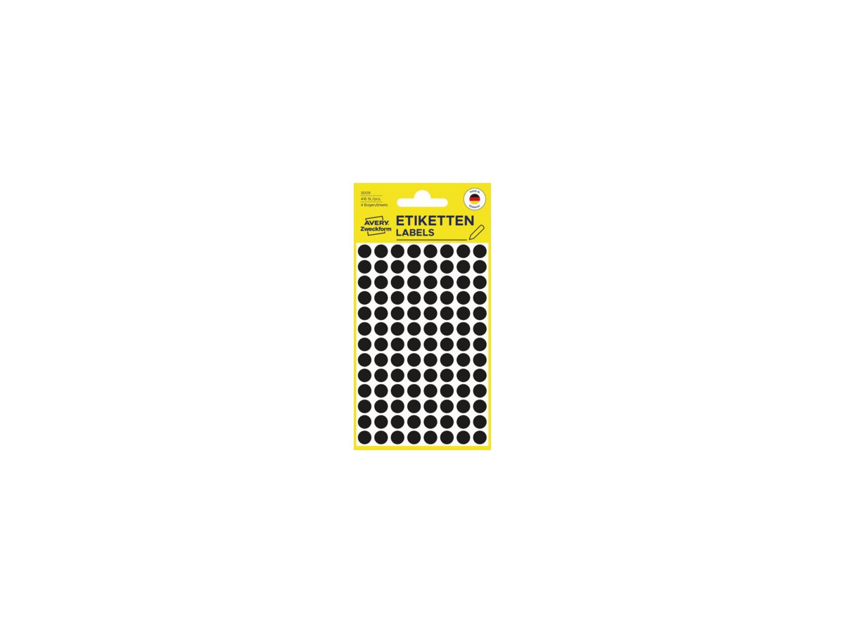 Avery Zweckform Markierungspunkt 3009 8mm schwarz 416 St./Pack.