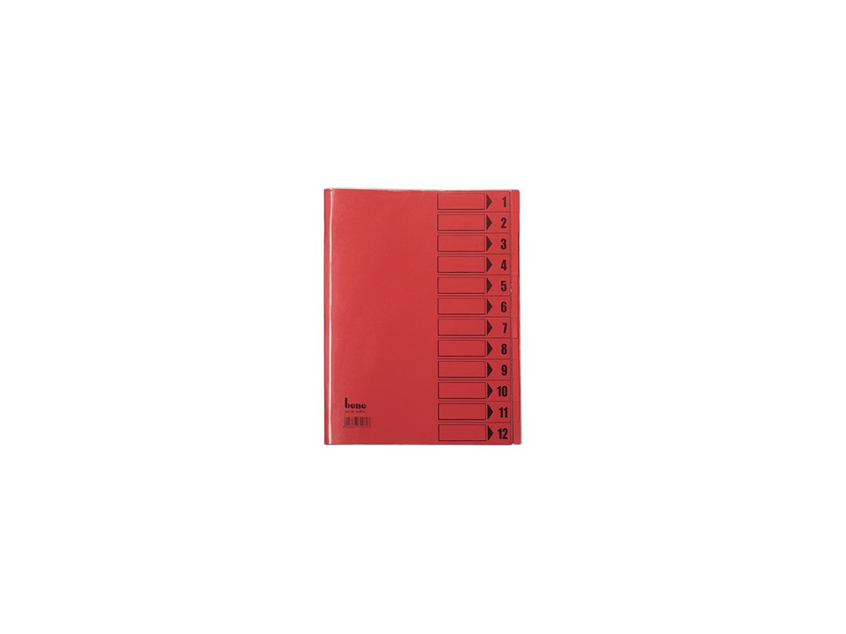 Bene Ordnungsmappe 084800RT DIN A4 12Fächer PVC rot