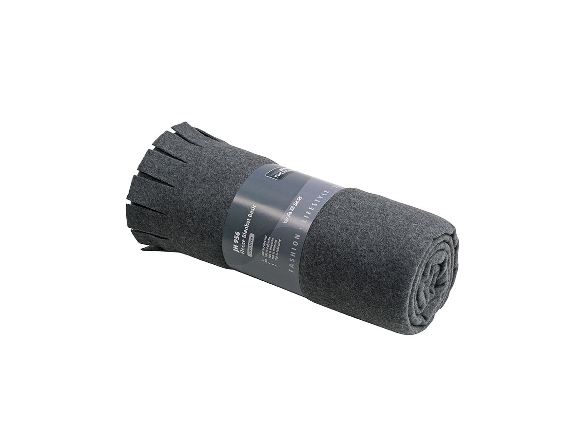 JN Fleece Blanket Basic JN956 100%PES, dark-grey-melange, Gr. one size