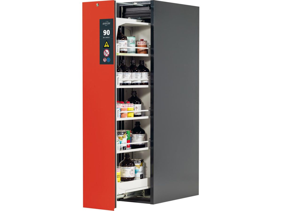 Sicherheitsschrank V-Line 449x1966,Tür rot, 4FB