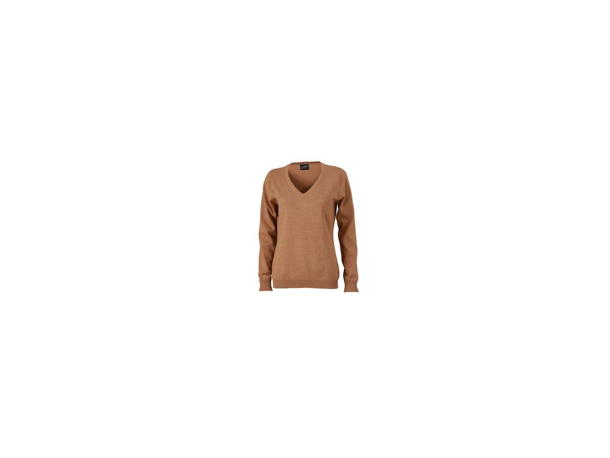 JN Ladies V-Neck Pullover JN658 100%BW, camel, Größe XL