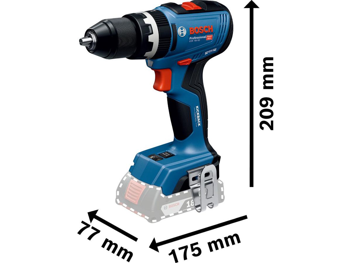 BOSCH Akku-Schlagbohrschrauber GSB 18V-65, solo, in L-BOXX