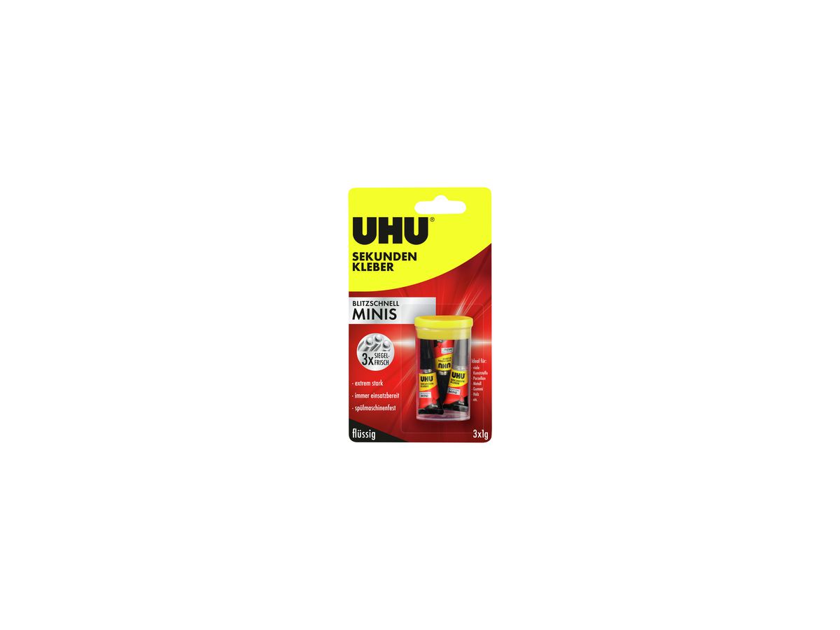 UHU Sekundenkleber blitzschnell MINIS 45415 1g 3 St./Pack.