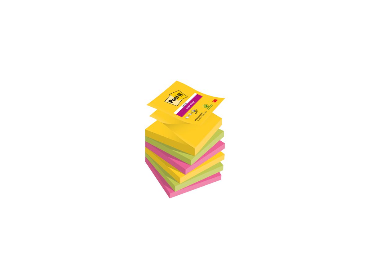 Post-it Haftnotiz Super Sticky Z- Notes R3306SR 76x76mm sort 6 St./Pa