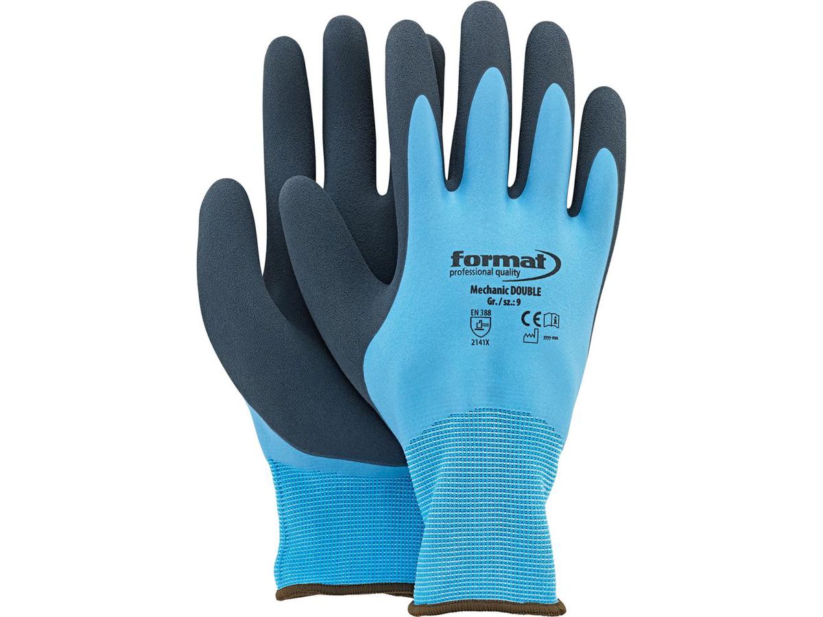 FORMAT Montage-Handschuh MechanicDOUBLE Gr. 7 Latex blau/dunkelblau