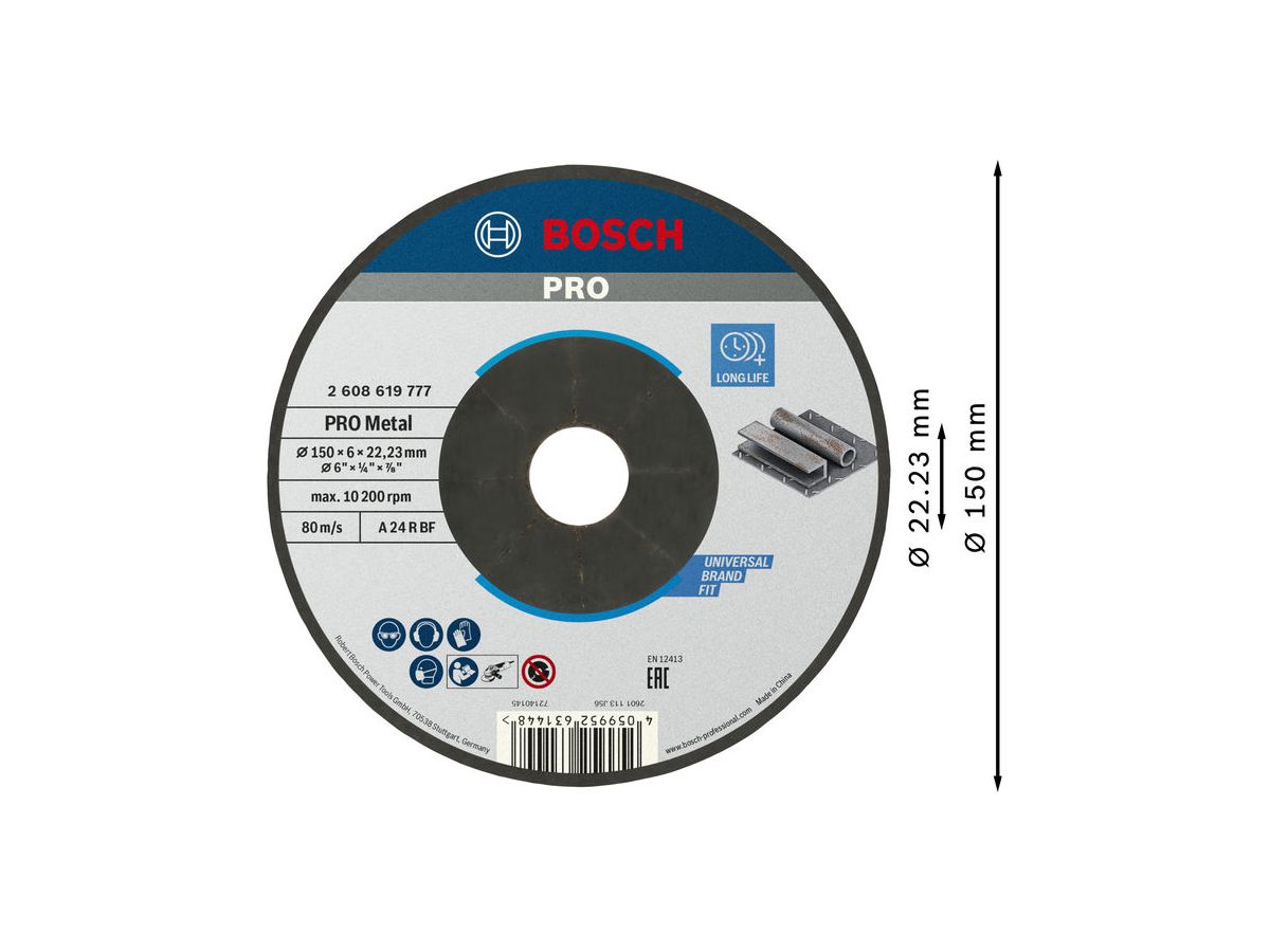 BOSCH Trennscheibe gekröpft Standard for Metall, 150 mm