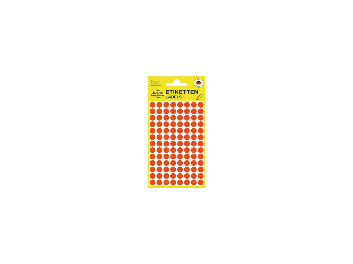 Avery Zweckform Markierungspunkt 3177 8mm leuchtrot 416 St./Pack.