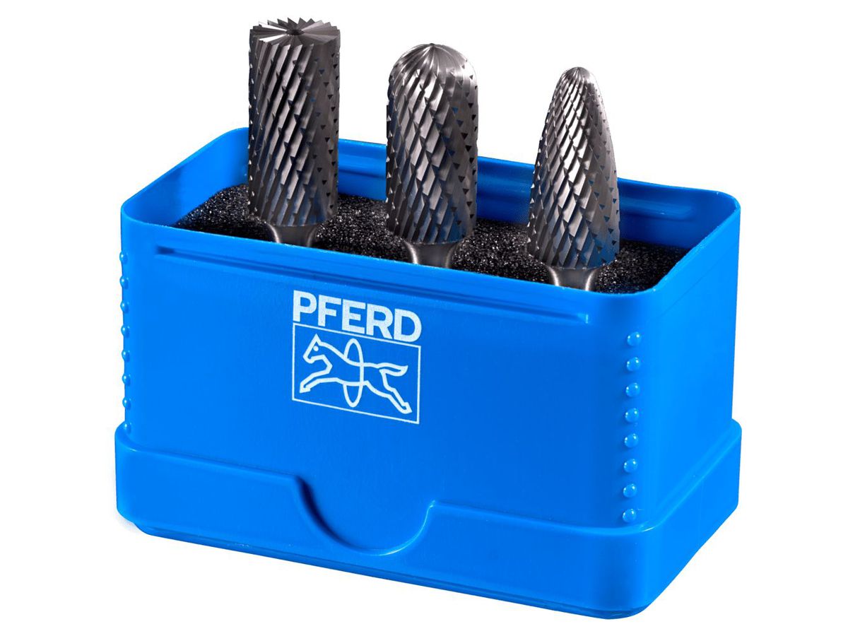 PFERD Frässtift-Satz HM 6mm 3-teilig, ZYAS-WRC-RBF Ø12mm, Zahnung 3 Plus