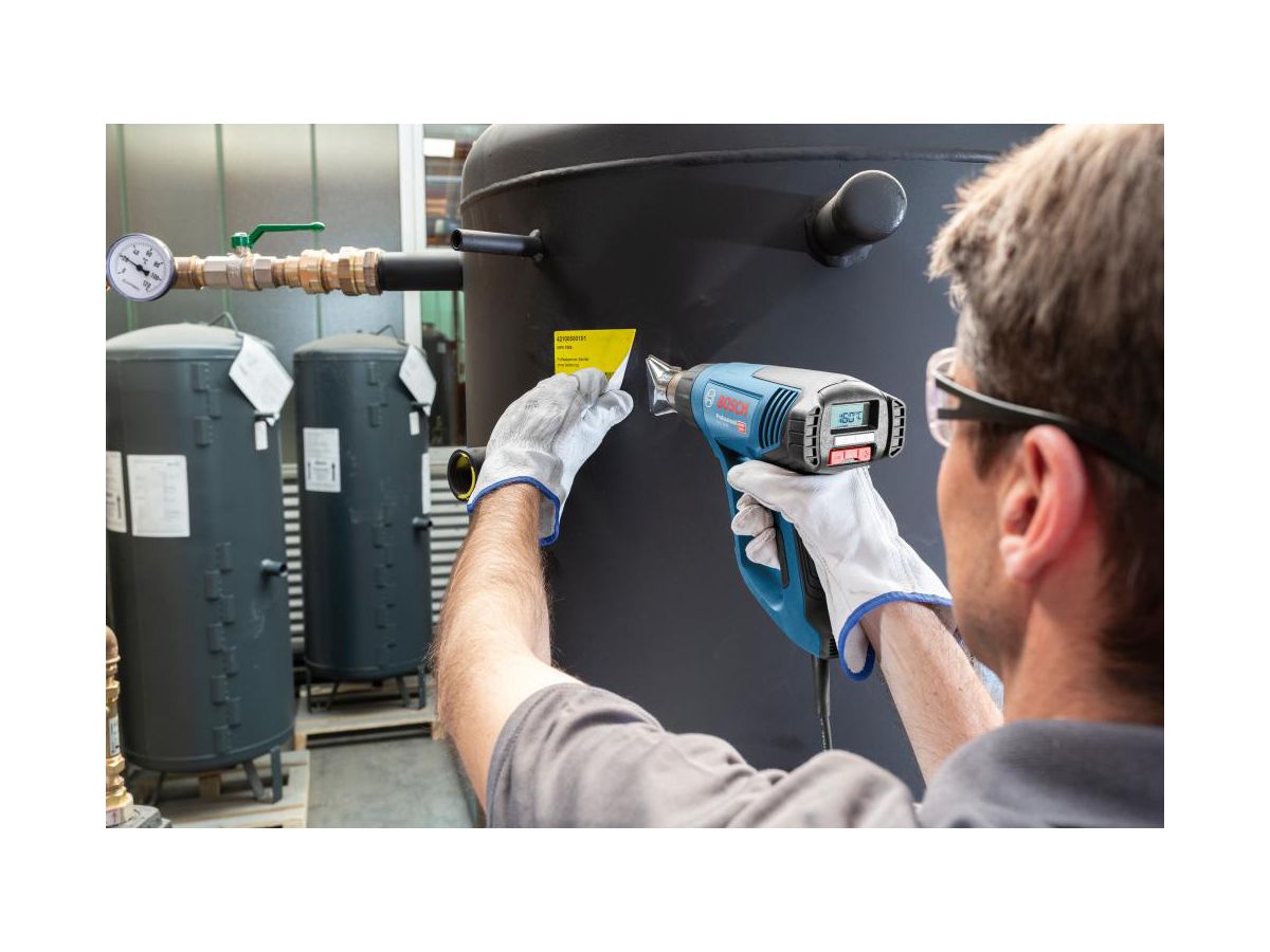 BOSCH Heißluftgebläse GHG 23-66 Set in L-BOXX 136 mit Düsen, Schrumpfschläuchen