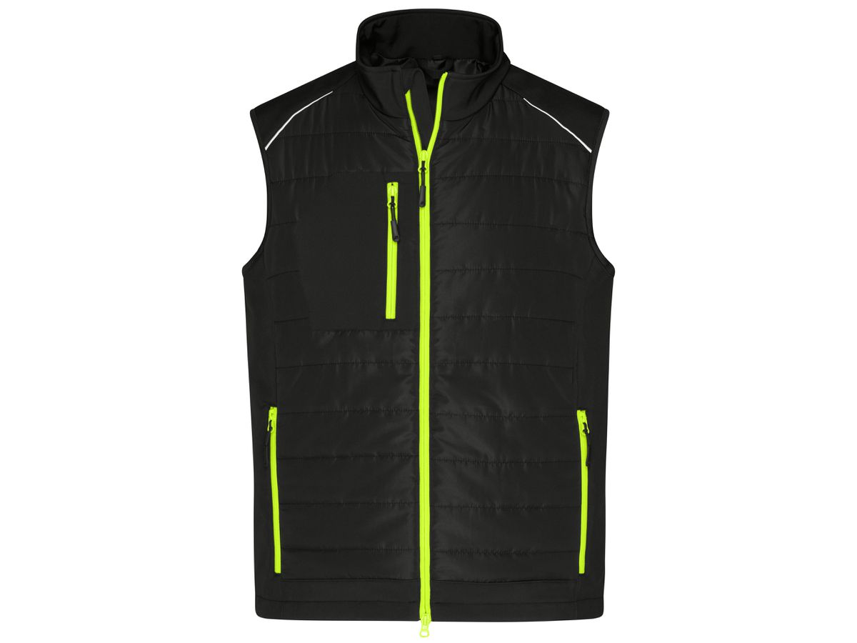 JN Men's Hybrid Vest JN1822 black/neon-yellow Gr. S