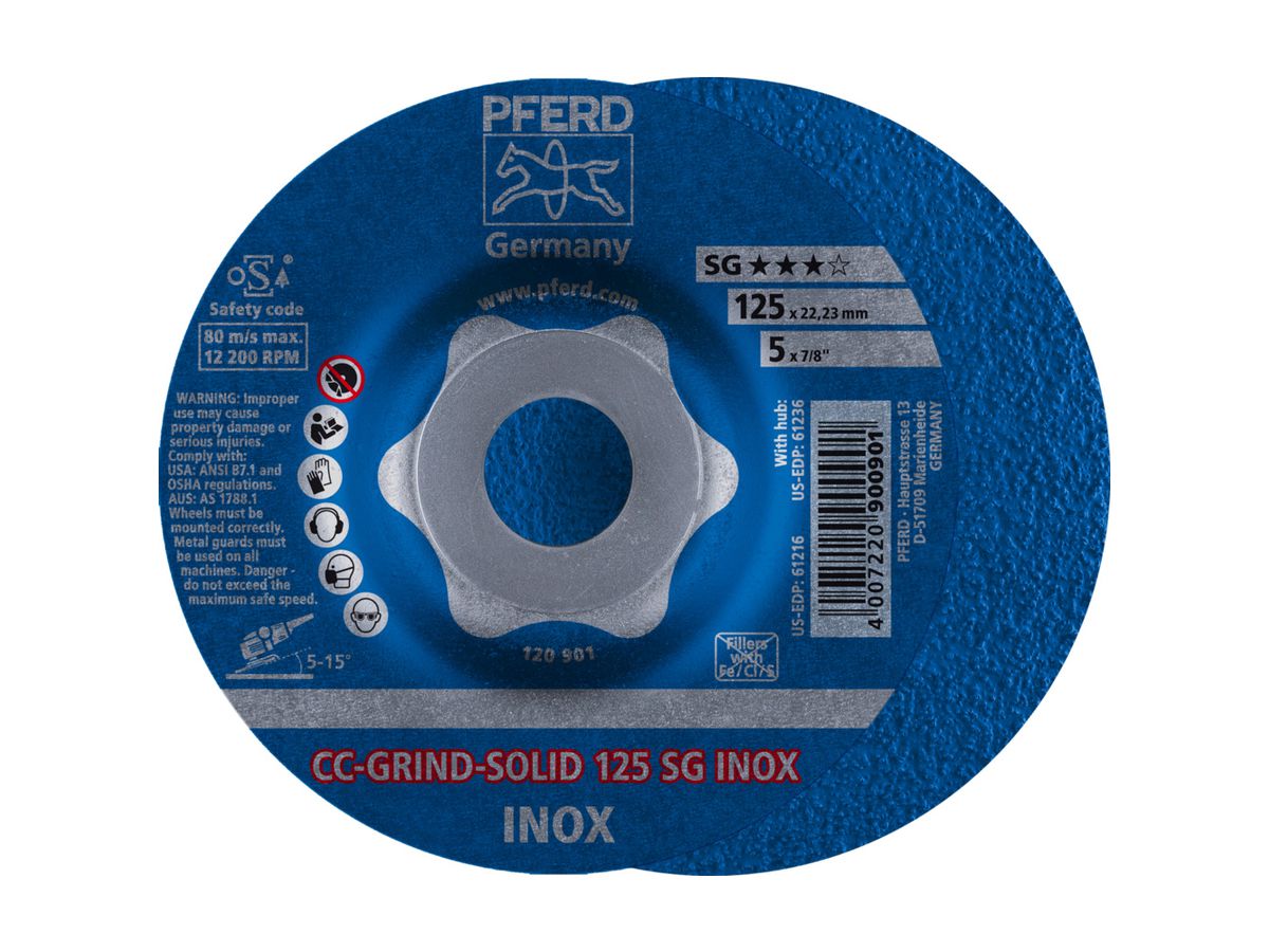 PFERD Schleifscheibe CC-GRIND-SOLID SG INOX, 125mm