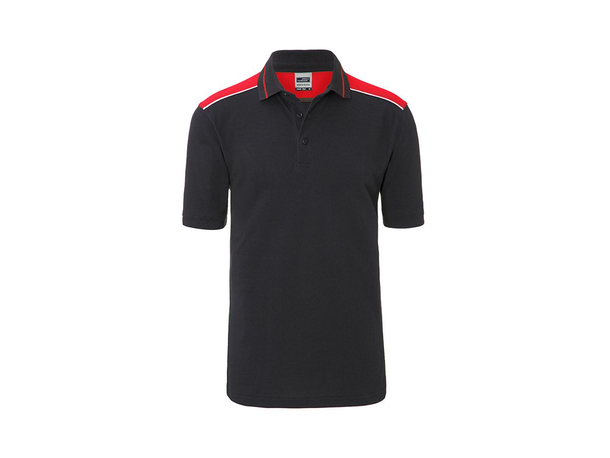 JN Men's Workwear Polo - COLOR - JN858 carbon/red, Größe M