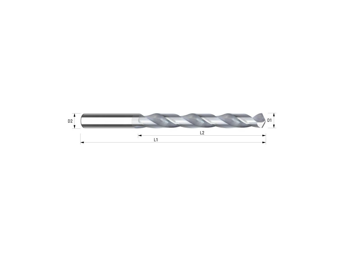 VHM-Bohrer Serie kurz Ø 2,5 L2=30 L1=57 DIN 6539 HA blank