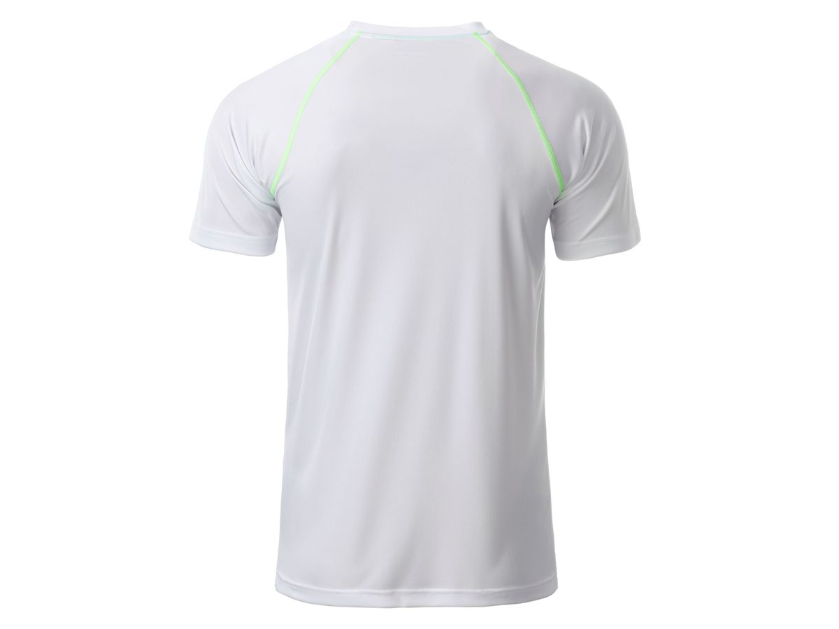 JN Men's Sports T-Shirt JN496 white/bright-green, Größe XL