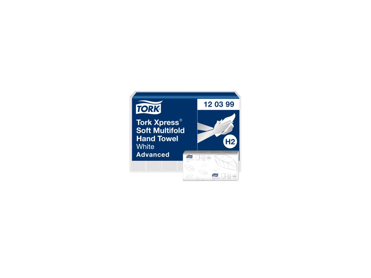 TORK Handtuchpapier Advanced Interfold weiß, 2-lagig, 21x34cm, VE= 2856 Tücher